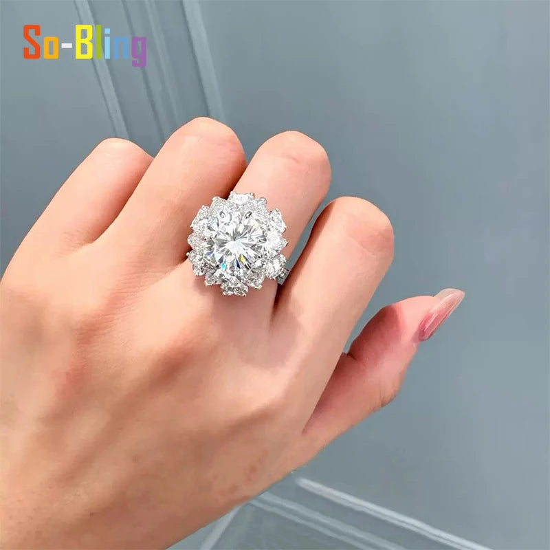 So-Bling 5ct Moissanite Ring 925 Sterling Silver Rings with Gra Certificate for Women Elegant Fine Luxury Quality Party Gift
