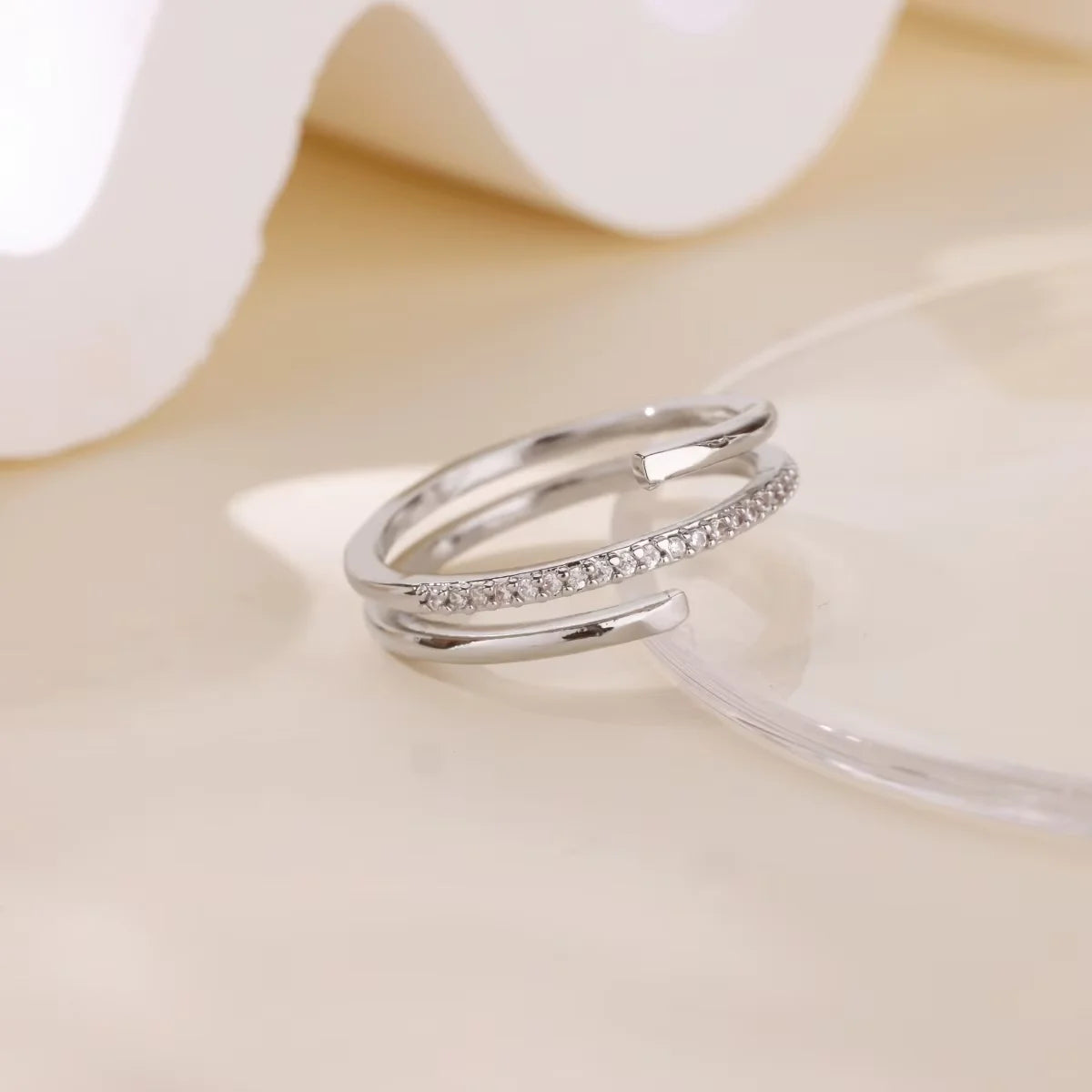 Stainless Steel Tiny Zircon Rings For Women Exquisite Gold Color Sun Double-Layer Ring Punk Hip-Hop Accessory Bague Jewelry Gift