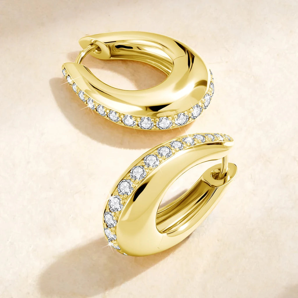 14K Gold Filled Moissanite Chunky Hoop Earrings for Women Thick Teardrop Earring Hypoallergenic Non-fading Ear Jewelry