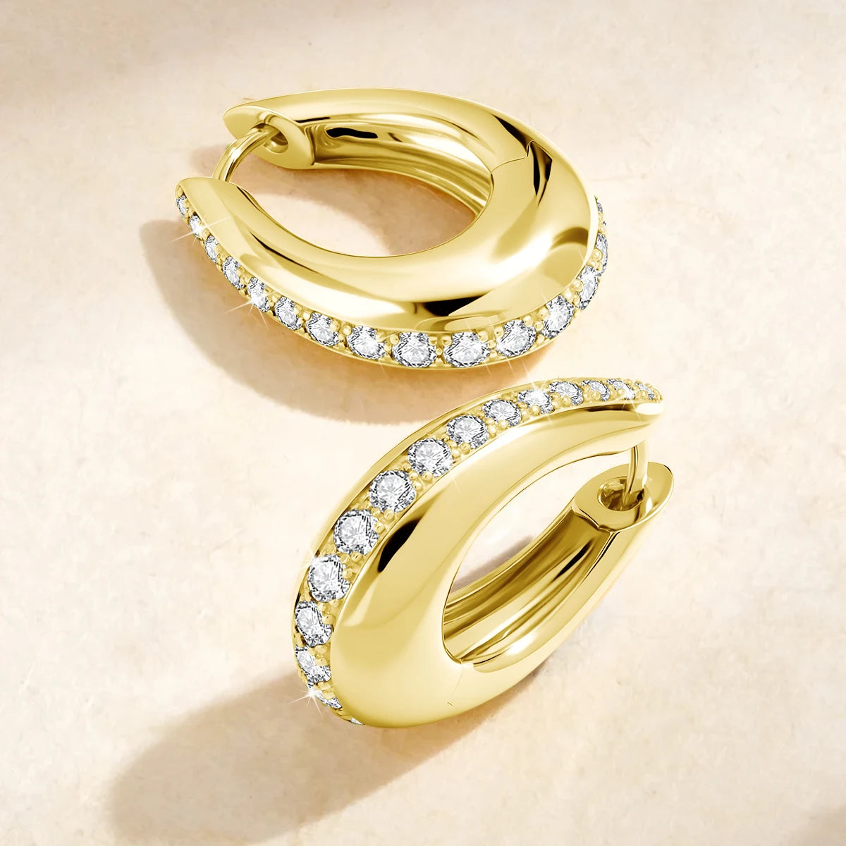 14K Gold Filled Moissanite Chunky Hoop Earrings for Women Thick Teardrop Earring Hypoallergenic Non-fading Ear Jewelry