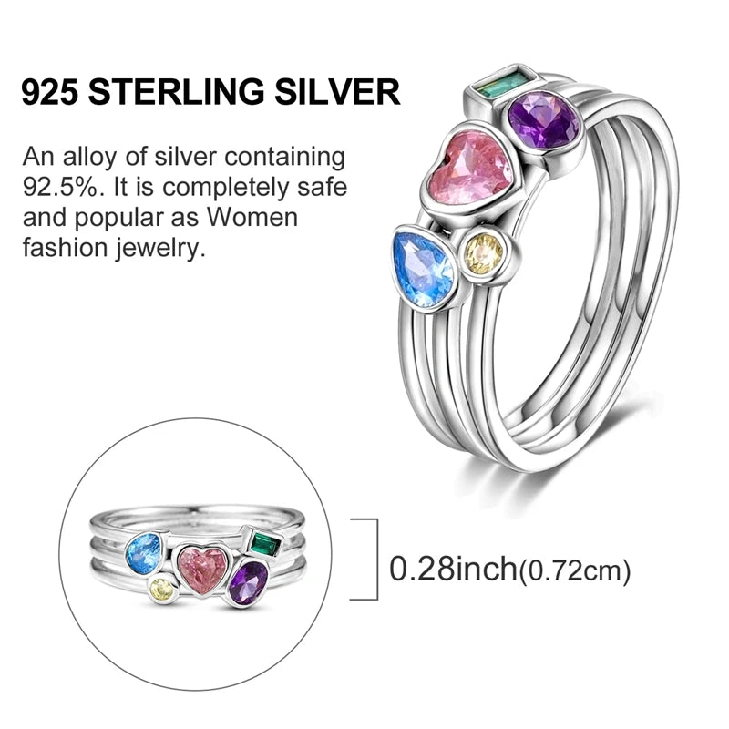 Rings Hot Sales 925 Sterling Silver Love Heart Sun Moon Star Iris Adjustable Rings For Women Wedding Birthday Party Jewelry Gift