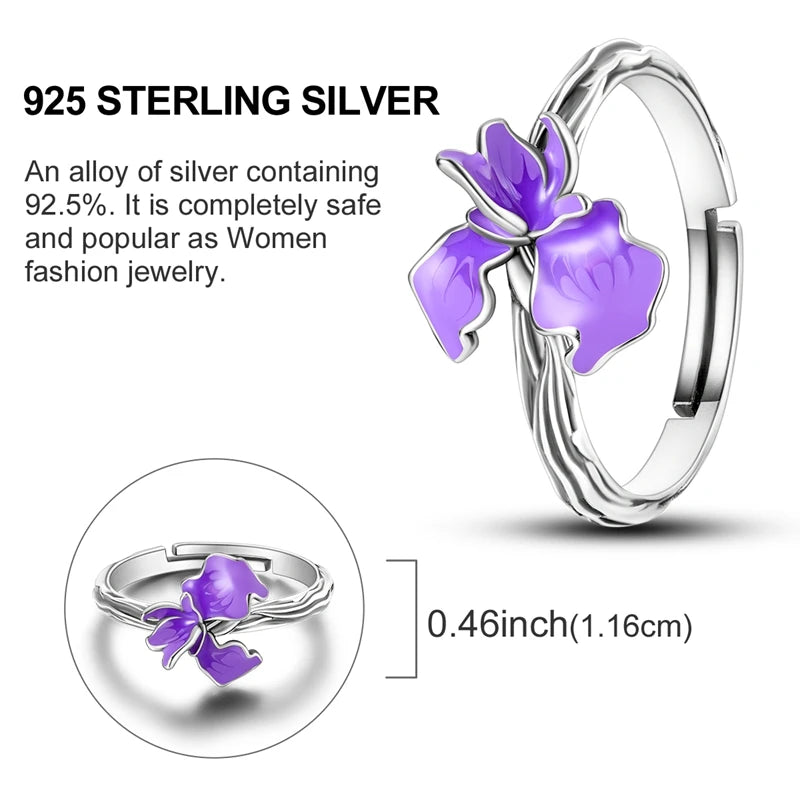Rings Hot Sales 925 Sterling Silver Love Heart Sun Moon Star Iris Adjustable Rings For Women Wedding Birthday Party Jewelry Gift