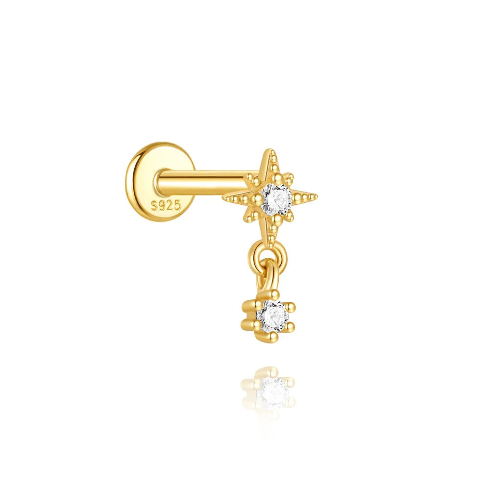 AIDE 925 Sterling Silver Zircon Opal Stud Earrings For Women Men Tiny Ear Bone Studs Nail Cartilage Piercing Earring Jewelry