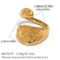 Stainless Steel Geometric Hollow Layered Wide Ring Metal Texture Waterproof Daily Simple Stylish Golden Jewelry for Women