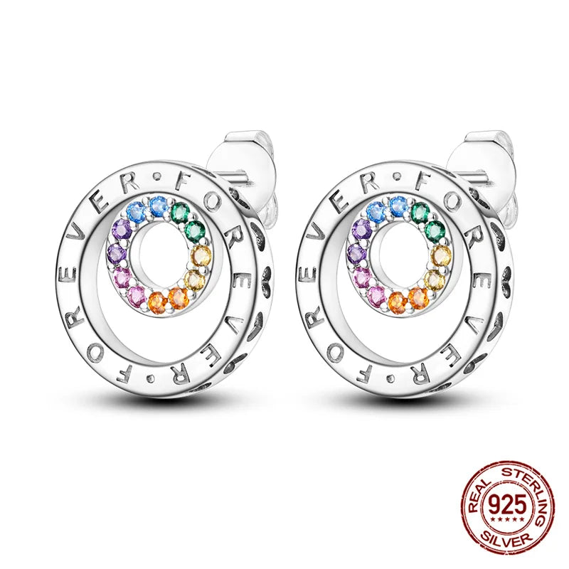 Classic 100% 925 Sterling Silver Wings Heart Inlaid Unicorn Women's Earrings Suitable for Birthday Party Anniversary Gift