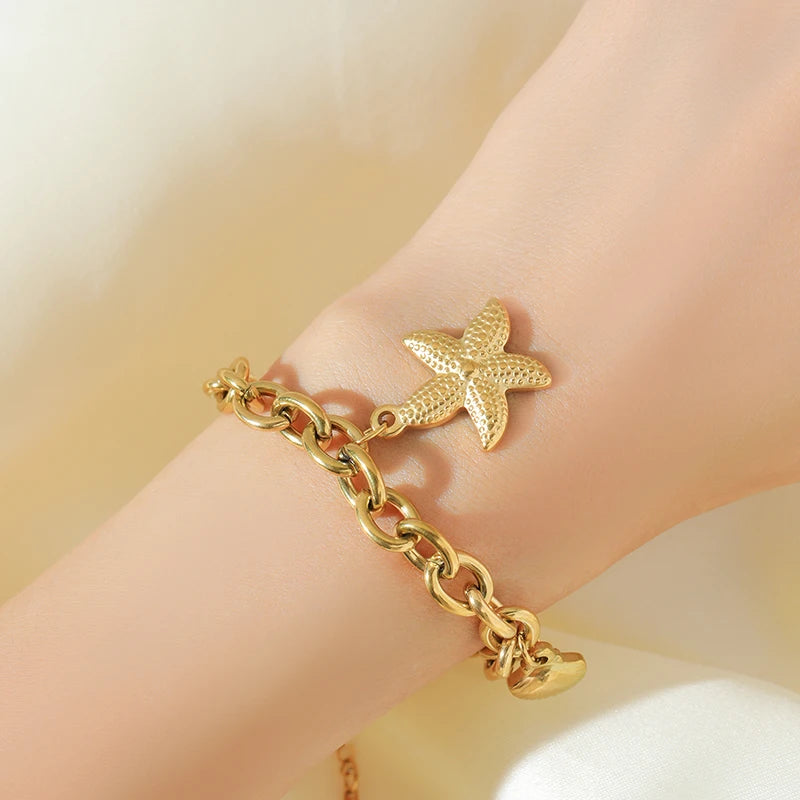 Bracelet Femme Étoile & Lune Dorée