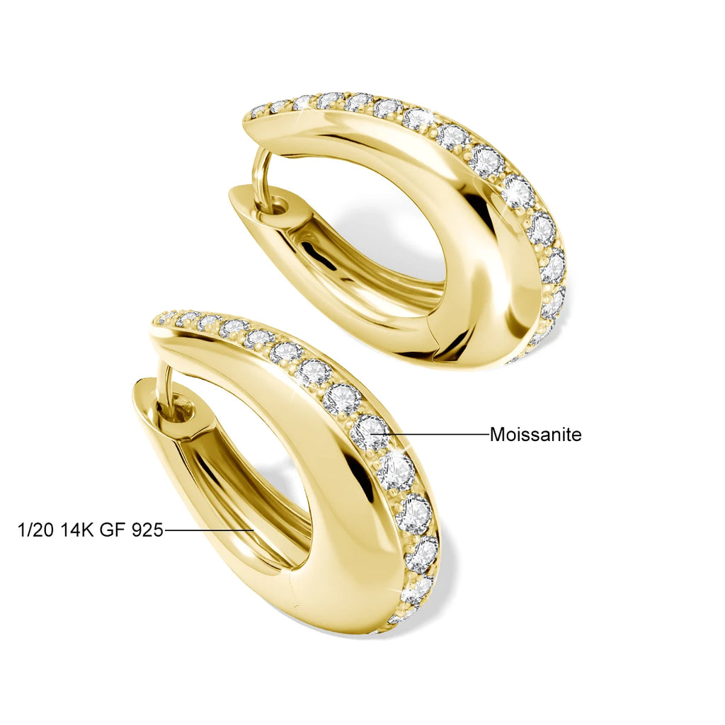 14K Gold Filled Moissanite Chunky Hoop Earrings for Women Thick Teardrop Earring Hypoallergenic Non-fading Ear Jewelry