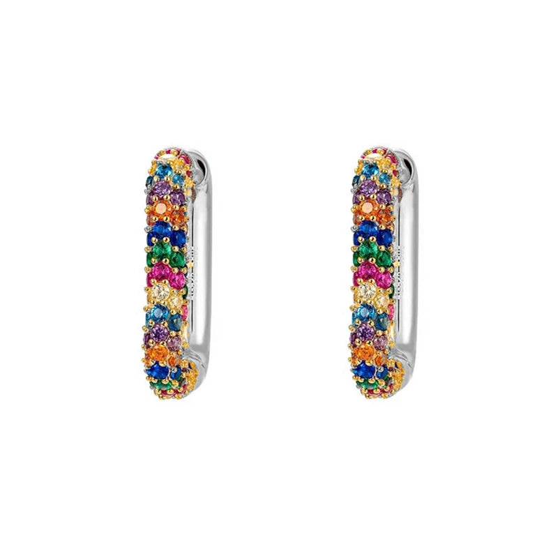 CRMYA Gold-color Clip Dangle Hoop Earrings For Women CZ Zircon Enamel Piercing Women's Earrings Set 2023 Jewelry Wholesale