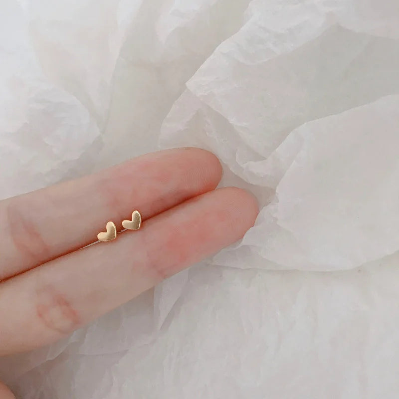 Lovely Small Earrings Piercings Wing Heart Stud Earrings For Women Gold Color 925 Silver Needles Ear Stud Jewelry For Teen Gift