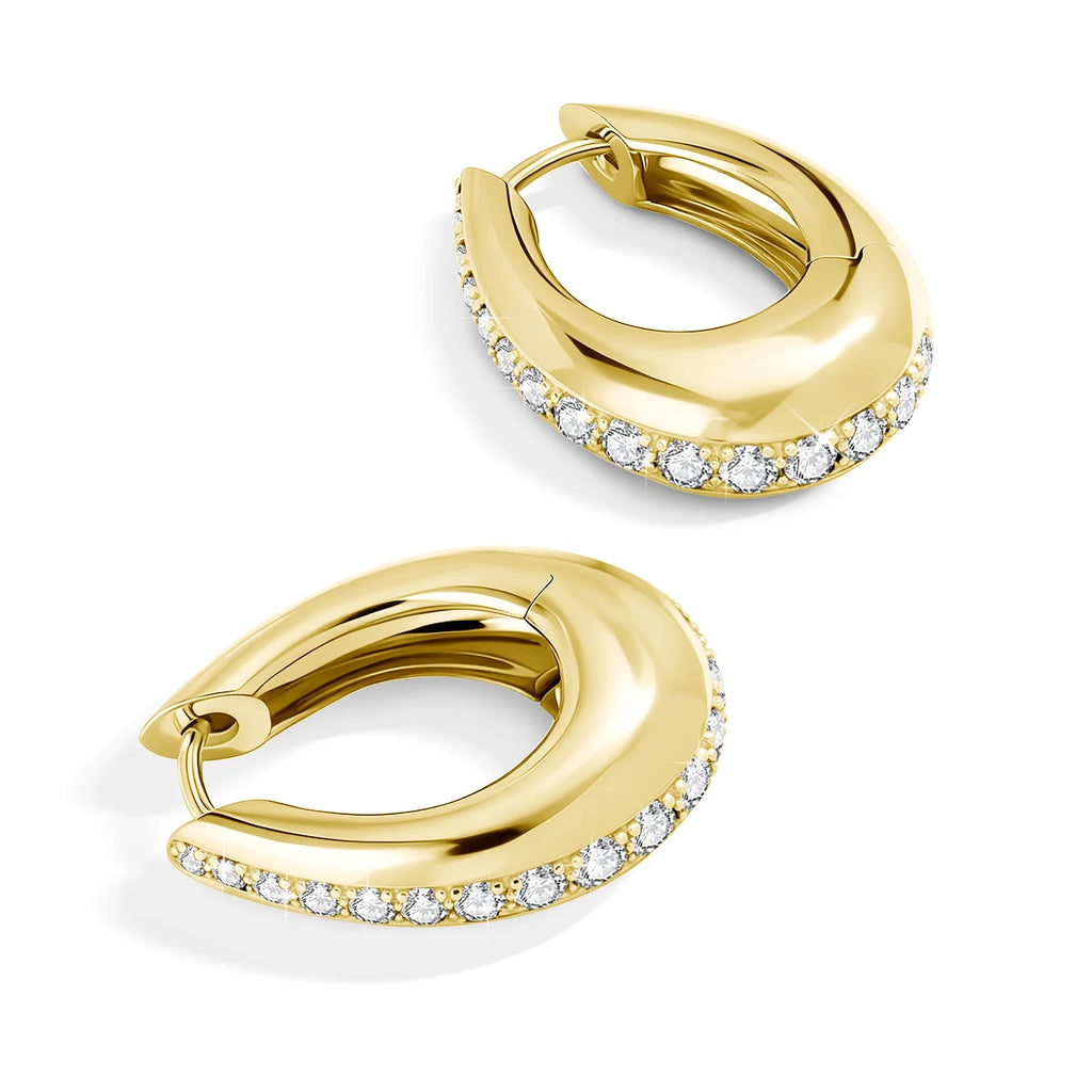 14K Gold Filled Moissanite Chunky Hoop Earrings for Women Thick Teardrop Earring Hypoallergenic Non-fading Ear Jewelry