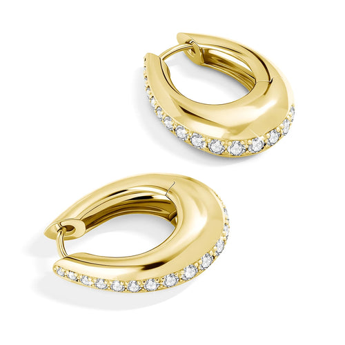 14K Gold Filled Moissanite Chunky Hoop Earrings for Women Thick Teardrop Earring Hypoallergenic Non-fading Ear Jewelry