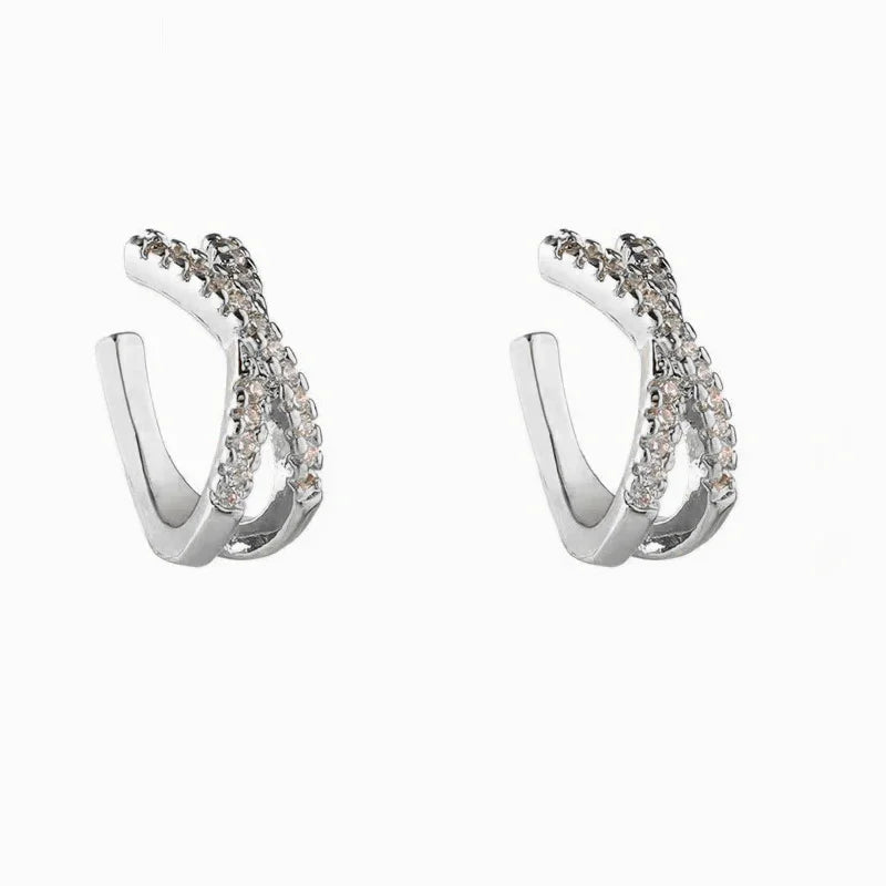 CRMYA Gold-color Clip Dangle Hoop Earrings For Women CZ Zircon Enamel Piercing Women's Earrings Set 2023 Jewelry Wholesale