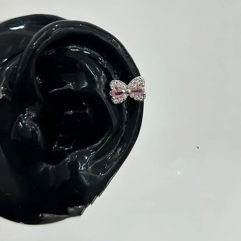 1 Pcs Pink Love Heart Wings Star Pendant Ear Bone Nail 316L Stainless Steel Piercing Earring Y2K Punk Jewelry Women Accessories