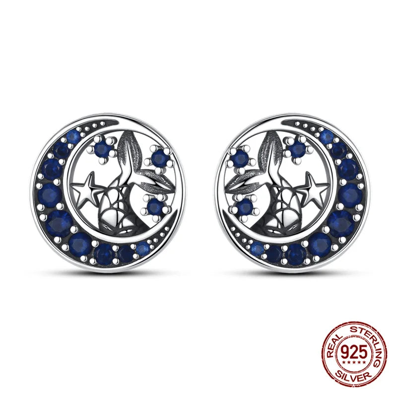 Classic 100% 925 Sterling Silver Wings Heart Inlaid Unicorn Women's Earrings Suitable for Birthday Party Anniversary Gift