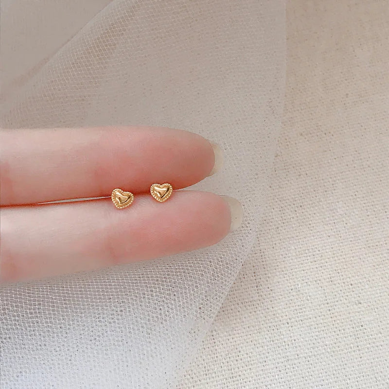 Lovely Small Earrings Piercings Wing Heart Stud Earrings For Women Gold Color 925 Silver Needles Ear Stud Jewelry For Teen Gift