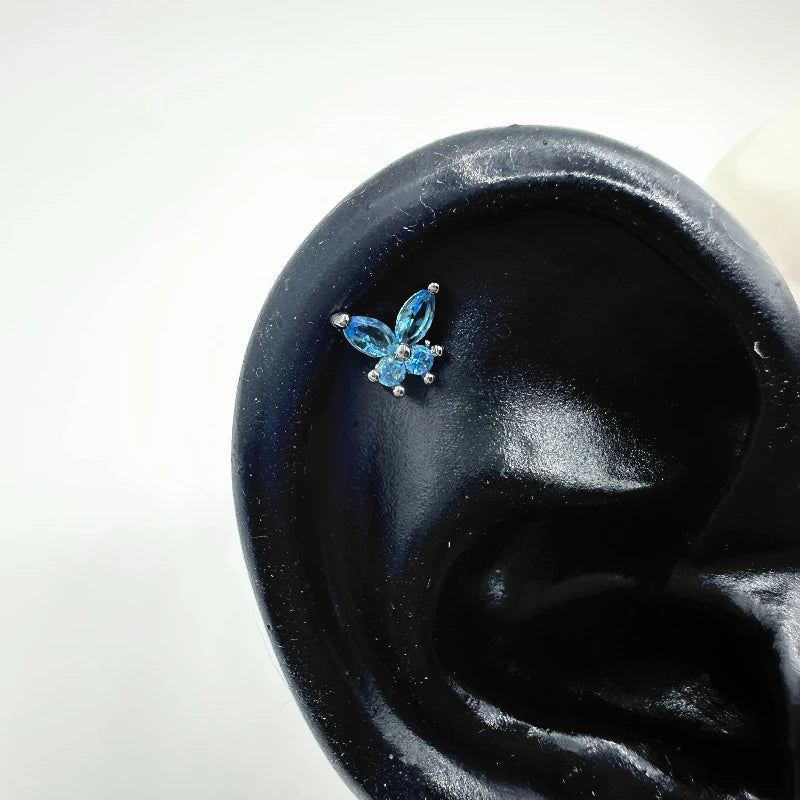 1 Pcs Pink Love Heart Wings Star Pendant Ear Bone Nail 316L Stainless Steel Piercing Earring Y2K Punk Jewelry Women Accessories