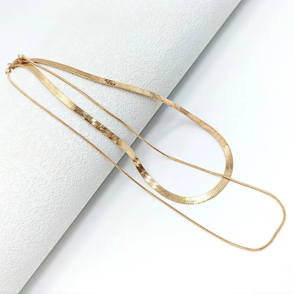 Delicate Double Layer Thin Snake Chain Necklace for Women Sexy Gold Color Cool Clavicle Chain Necklace Aesthetic Y2k Jewelry