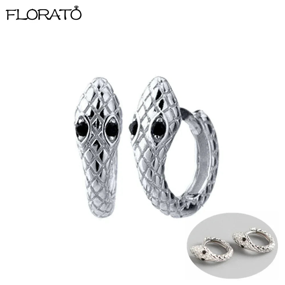 925 Silver Needle Snake Hoop Earrings for Women Trend Gold Earrings Colour Enamels Animals Crystal Pendant Earrings Jewelry Gift