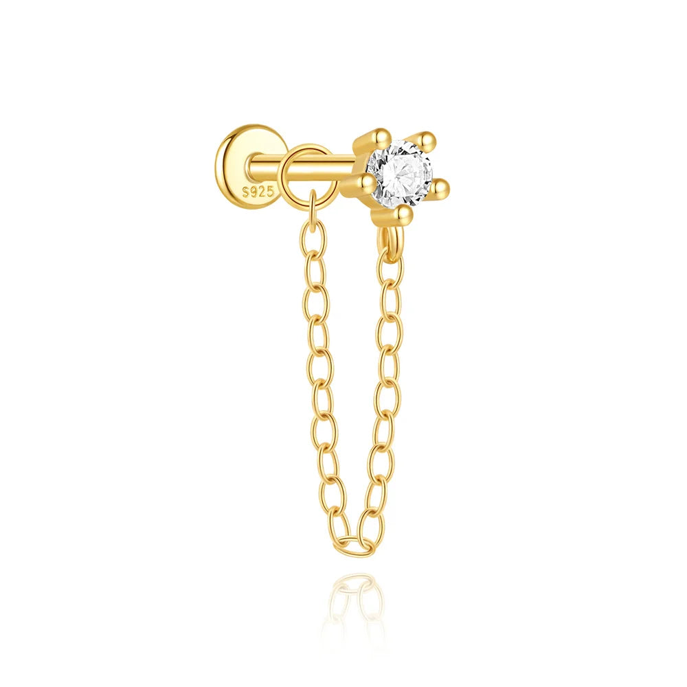 AIDE 925 Sterling Silver Zircon Opal Stud Earrings For Women Men Tiny Ear Bone Studs Nail Cartilage Piercing Earring Jewelry