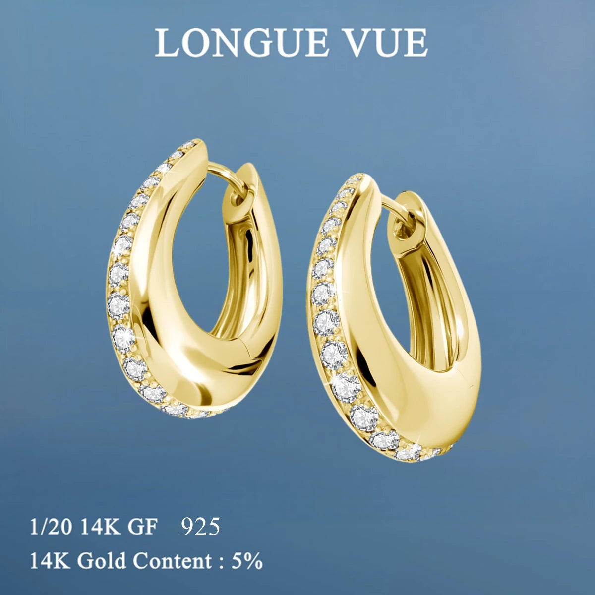 14K Gold Filled Moissanite Chunky Hoop Earrings for Women Thick Teardrop Earring Hypoallergenic Non-fading Ear Jewelry
