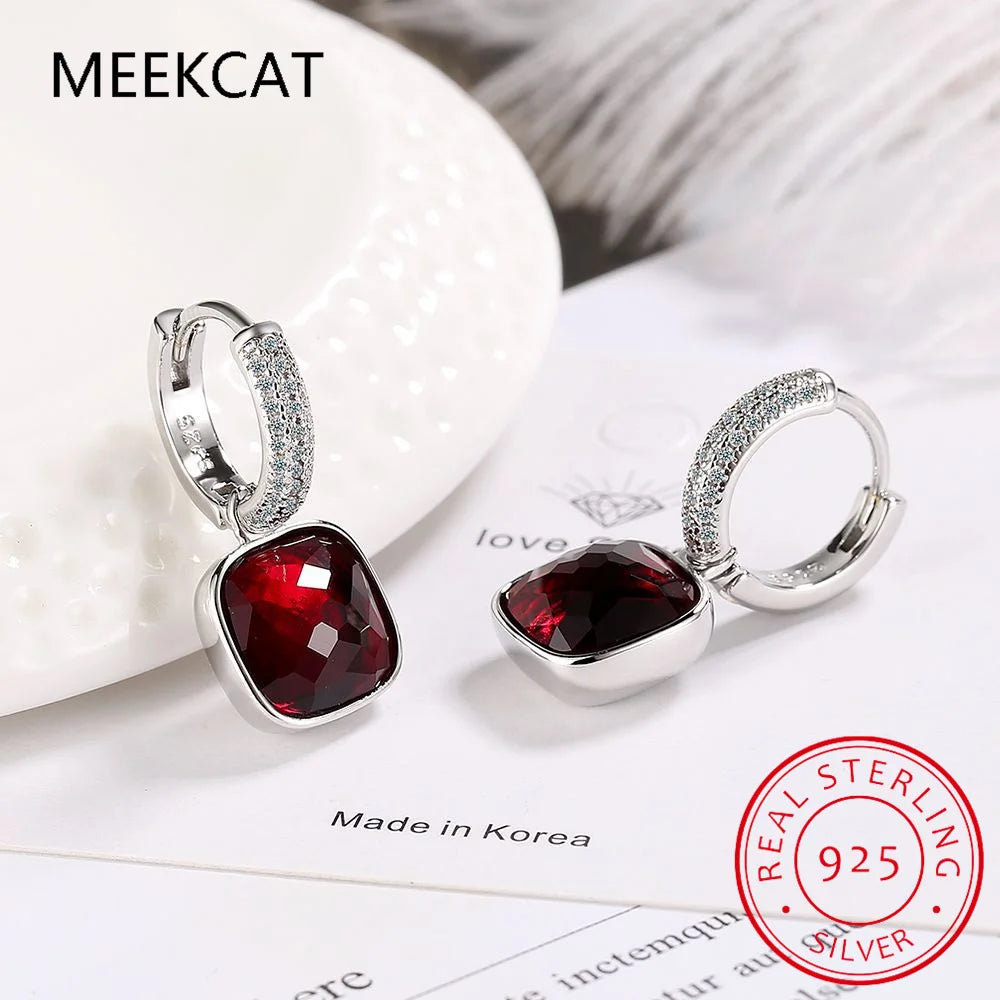 Large 7ct Genuine Smoky Quartz 925 Sterling Silver Dangle Drop Earrings for Women Statement Gemstone Earings