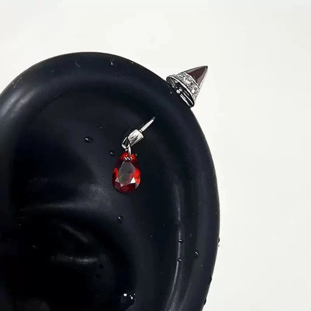 1 Pcs Pink Love Heart Wings Star Pendant Ear Bone Nail 316L Stainless Steel Piercing Earring Y2K Punk Jewelry Women Accessories