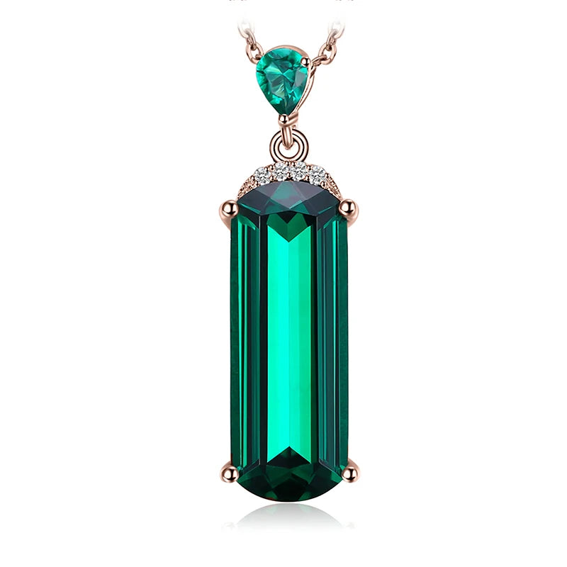 JewelryPalace Simulated Nano Green Emerald 925 Sterling Silver Pendant Necklace for Women No Chain