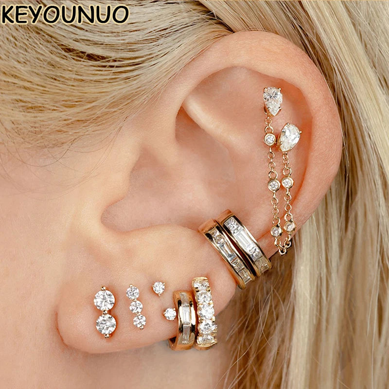 KEYOUNUO 1Pcs Gold Silver Filled Ear Cuffs Earrings For Women Pearl Zircon Fake Piercing Golden Clip Earring Jewelry Wholesale