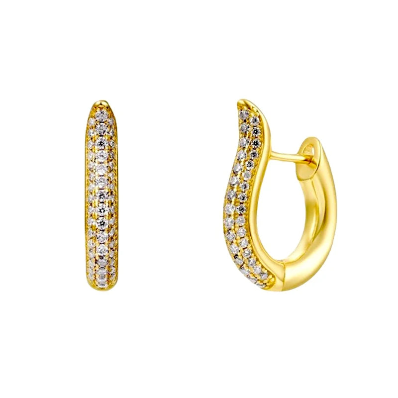 18K Gold-Plated Gold Earrings For Women 925 Sterling Silver Ear Needle Zircon Crystal Earrings Luxury Romantic Wedding Jewelry