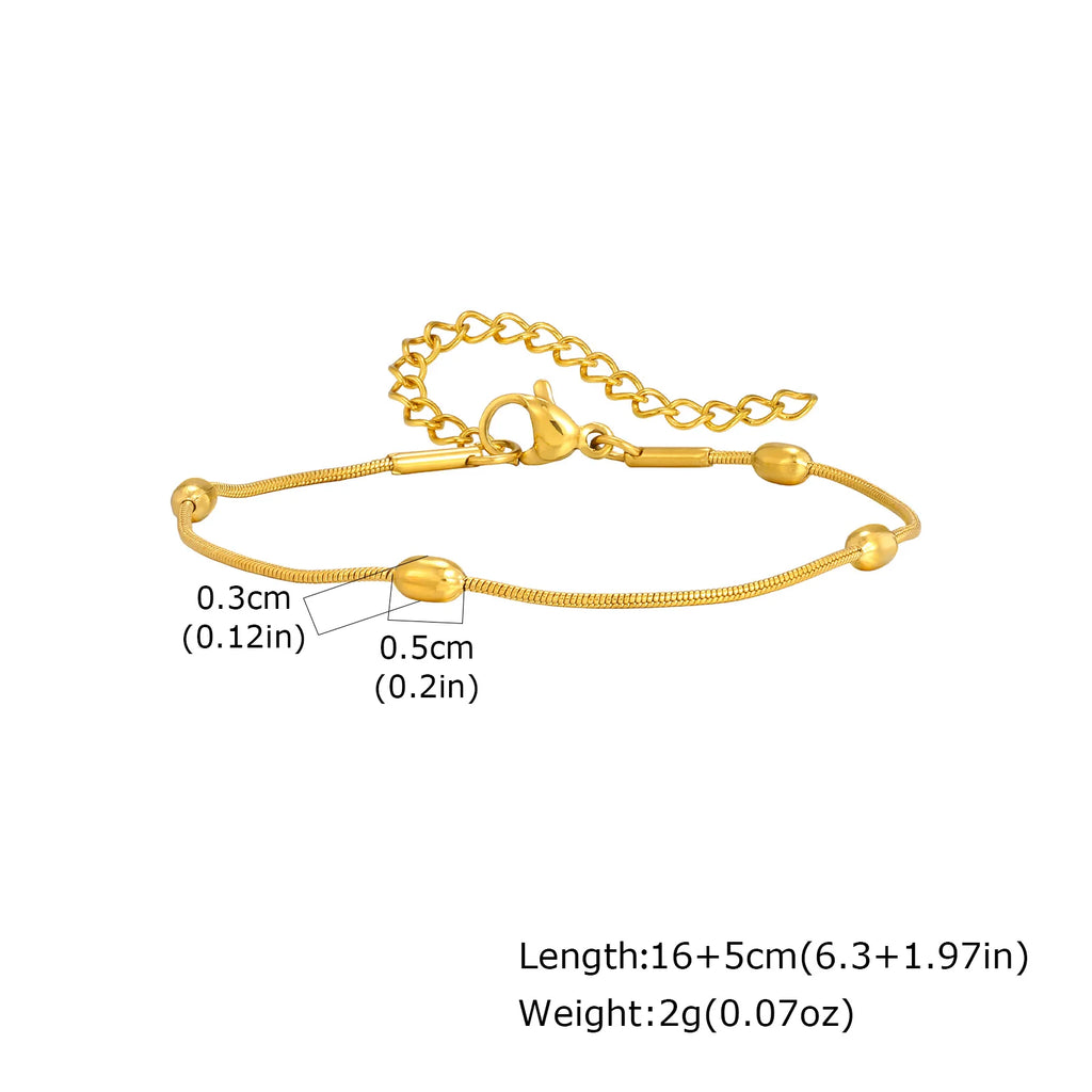 Non Tarnish Stainless Steel Bracelet Stackable for Women, Thin Herribone Chain Bracelet Waterproof Gold Plated Jewelry