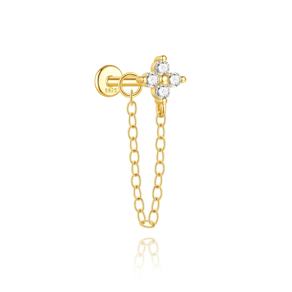 AIDE 925 Sterling Silver Zircon Opal Stud Earrings For Women Men Tiny Ear Bone Studs Nail Cartilage Piercing Earring Jewelry