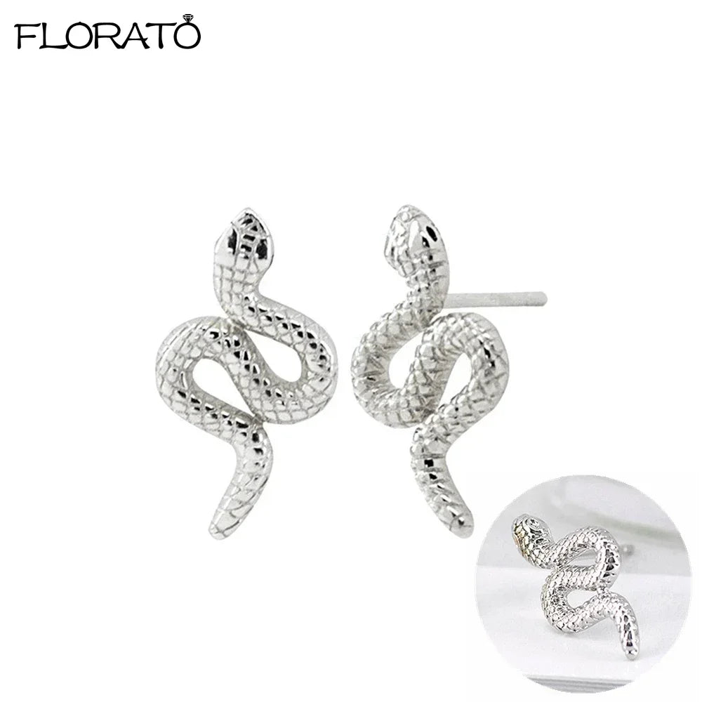 925 Silver Needle Snake Hoop Earrings for Women Trend Gold Earrings Colour Enamels Animals Crystal Pendant Earrings Jewelry Gift
