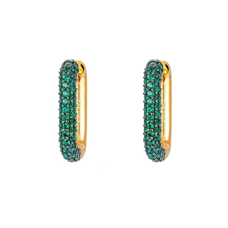 CRMYA Gold-color Clip Dangle Hoop Earrings For Women CZ Zircon Enamel Piercing Women's Earrings Set 2023 Jewelry Wholesale