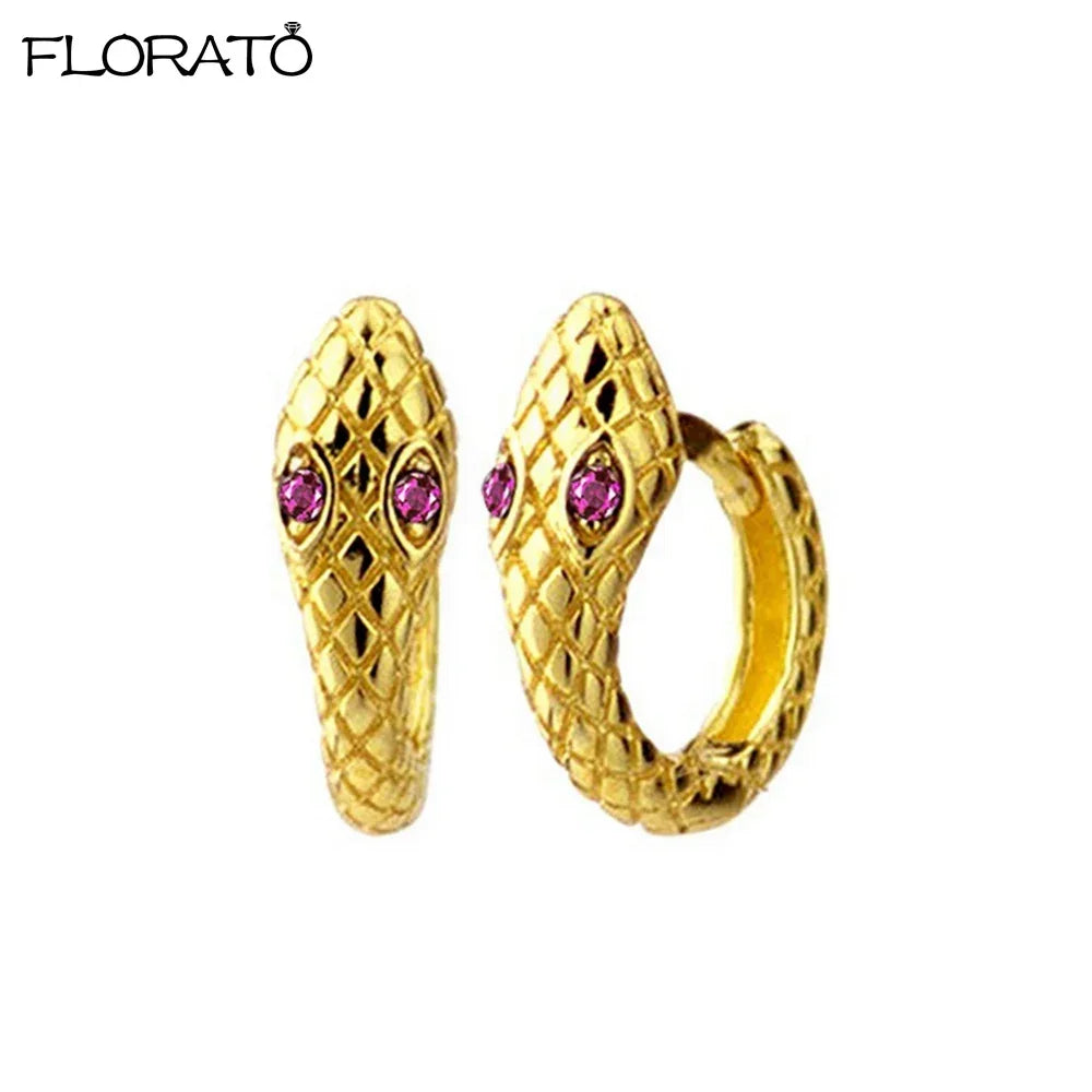925 Silver Needle Snake Hoop Earrings for Women Trend Gold Earrings Colour Enamels Animals Crystal Pendant Earrings Jewelry Gift