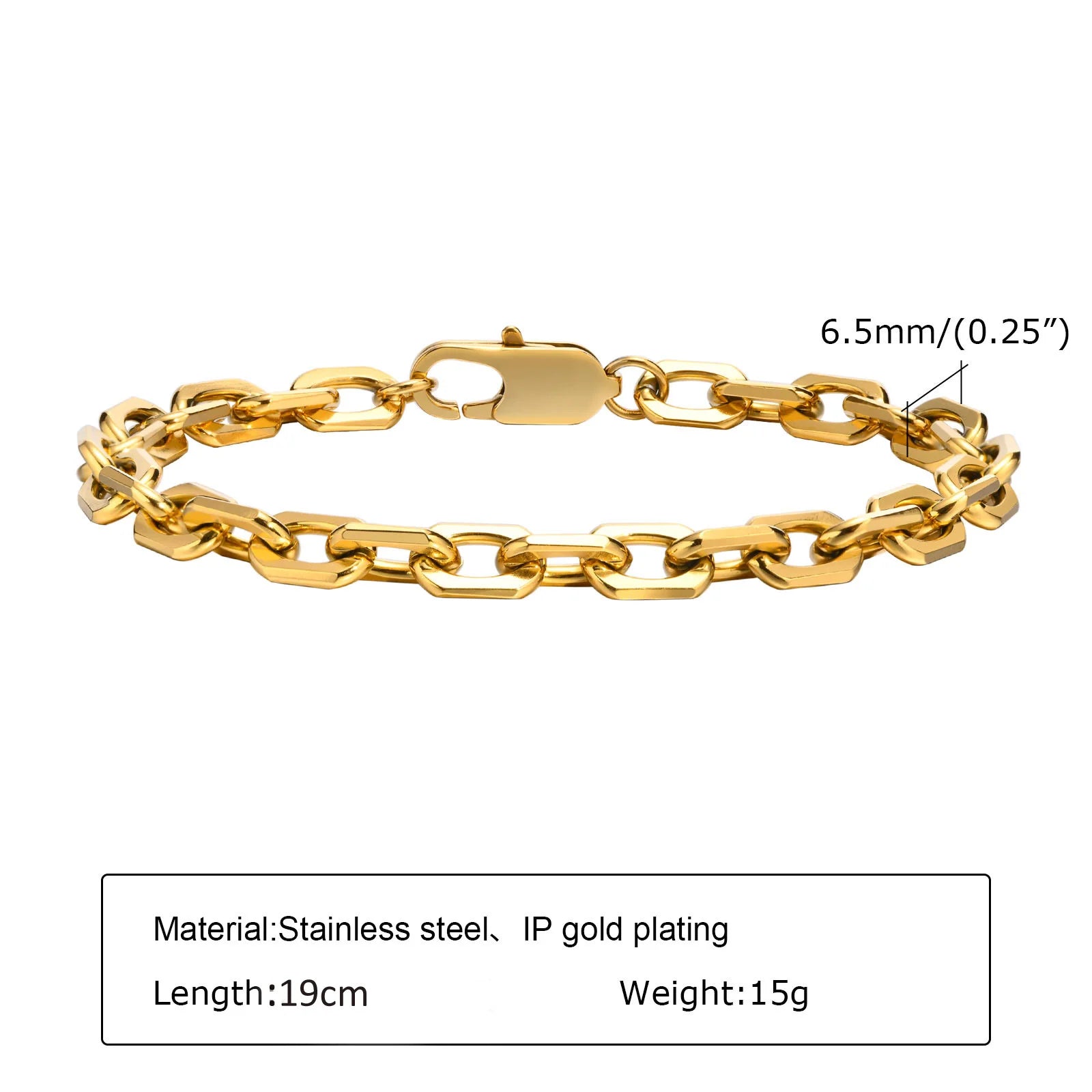 Chunky Stainless Steel Link Chain Bracelet For Woman, Gold Plated Layering Bracelets Wristband Waterproof Jewelry