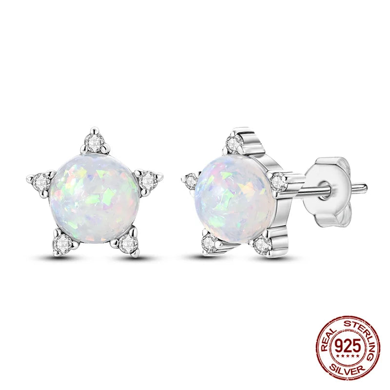 Classic 100% 925 Sterling Silver Wings Heart Inlaid Unicorn Women's Earrings Suitable for Birthday Party Anniversary Gift