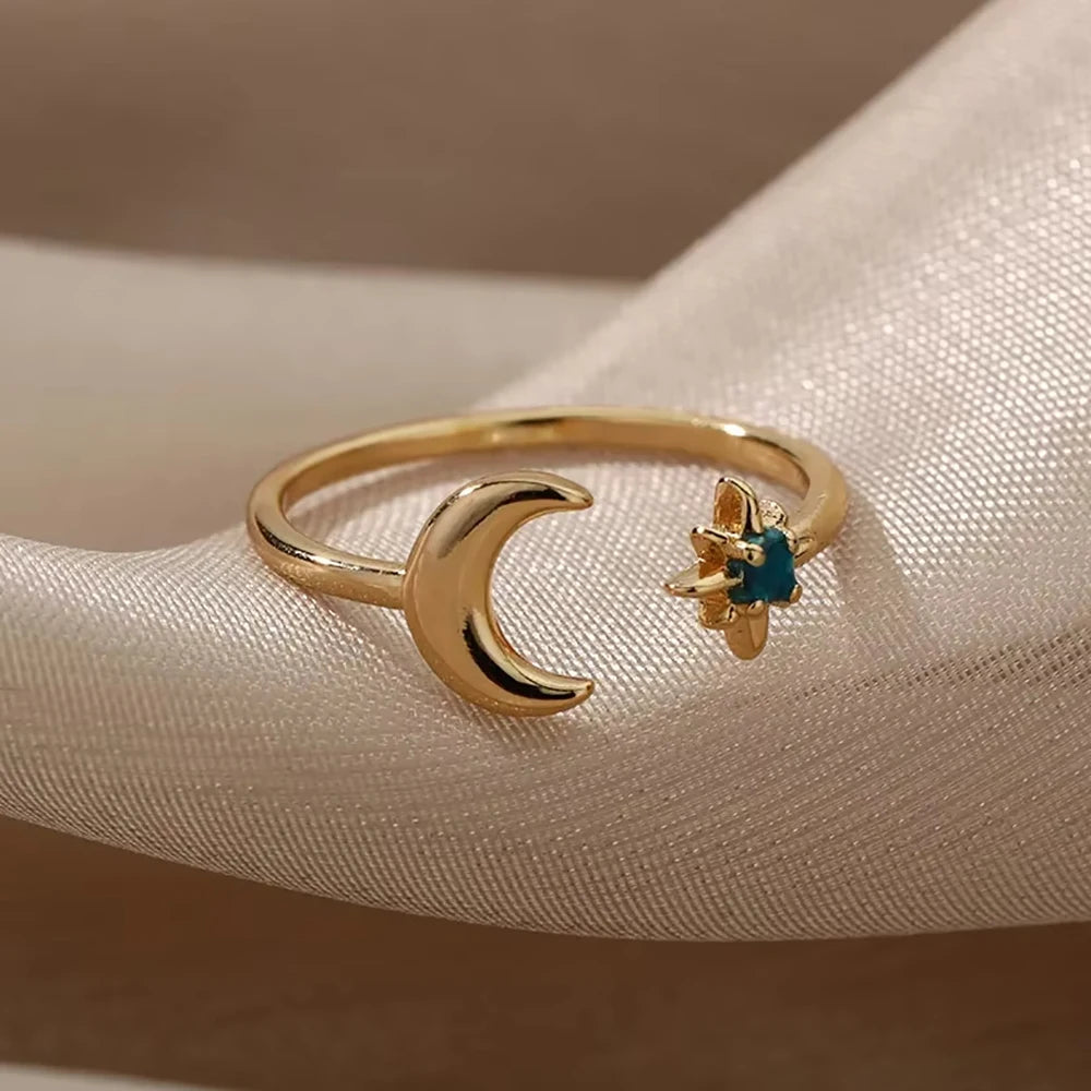 Vintage Ancient Greek Arethusa Goddess Coin Rings For Women Imitation Pearl Zircon Moon Stainless Steel Ring Fashion Jewelry