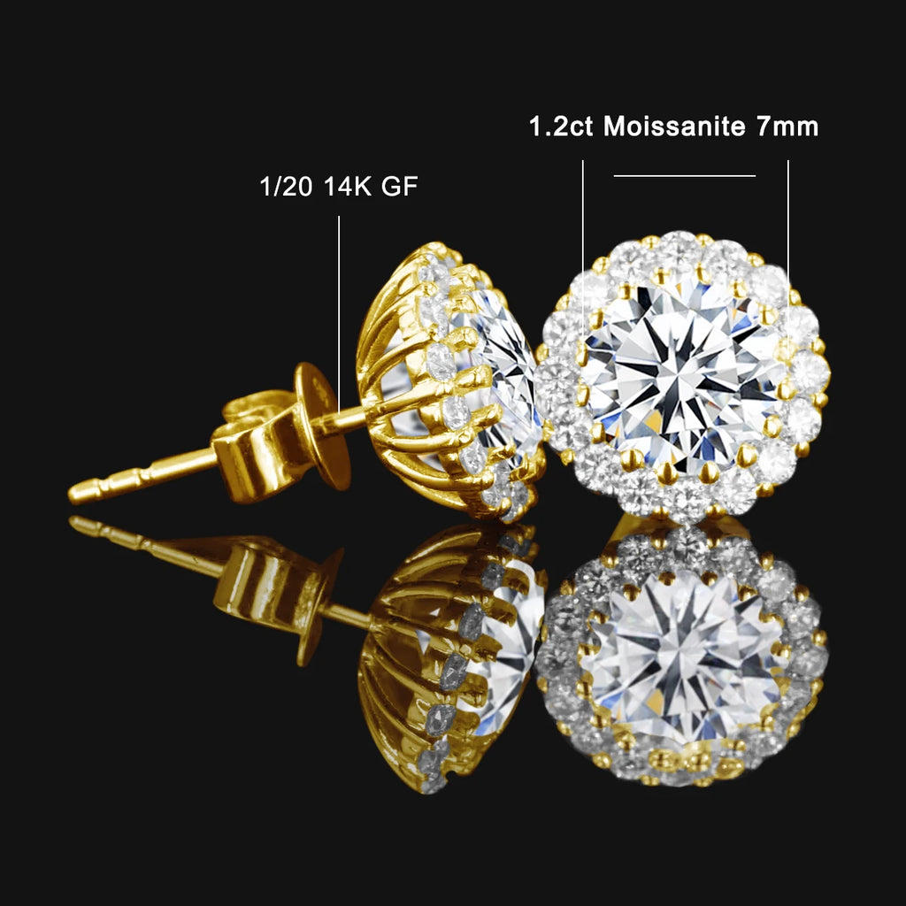 14K Gold Round Moissanite Stud Earring for Women K Gold Filled Engagement Wedding Daily Wear Jewelry Travel Gift for Girl