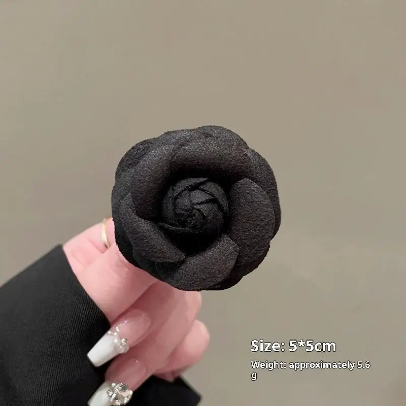 Elegant Camellia Brooch, Resin Rhinestone French Design, Sophisticated Women's Accessory for Banquets and Daily Wear