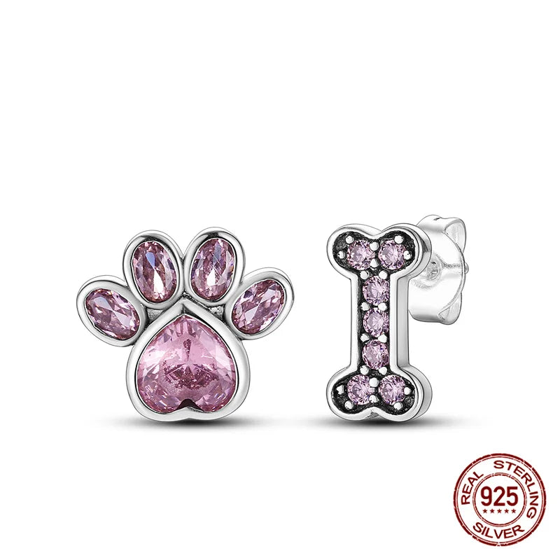 Classic 100% 925 Sterling Silver Wings Heart Inlaid Unicorn Women's Earrings Suitable for Birthday Party Anniversary Gift