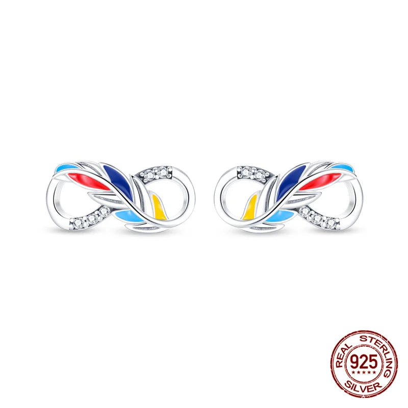 Classic 100% 925 Sterling Silver Wings Heart Inlaid Unicorn Women's Earrings Suitable for Birthday Party Anniversary Gift