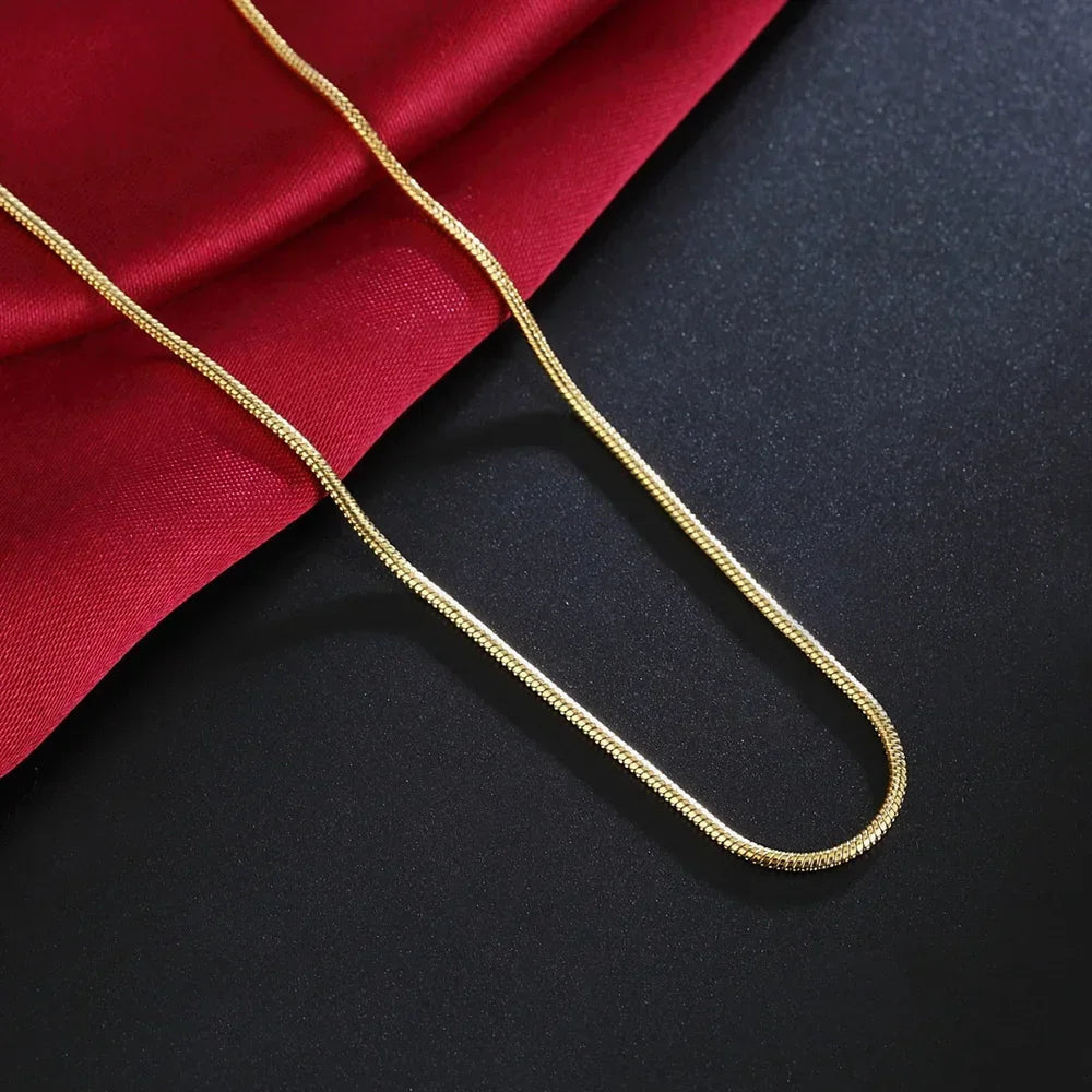 ALIZERO 18K Gold 2mm Snake Chain Necklaces 16/18/20/22/24/26/28/30 Inches Women Men Fashion Fine Jewelrys Gifts