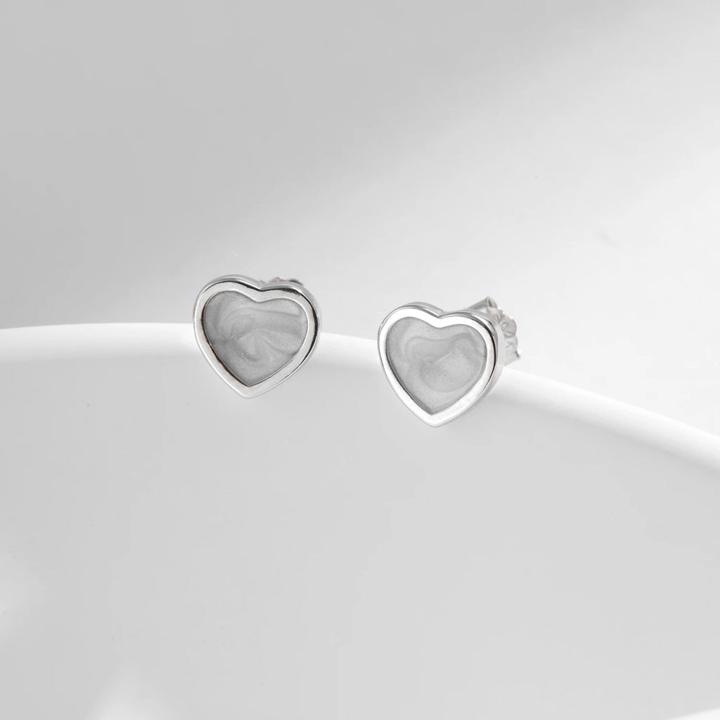 MODIAN 925 Sterling Silver Fashion Romantic White Enamel Hearts Stud Earrings For Women Girls Party Fine Jewelry Accessories