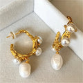 Luxury Simulated Baroque Pearls Gold Color Irregular Earrings for Women Girls French Style Trendy Wedding Party Jewelry Gifts