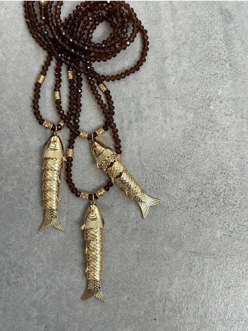 2025 New Necklace Fish Penant Trendy INS Crystal Metal Bead Jewelry Rope Choker Women Accessories Gift Collar pez