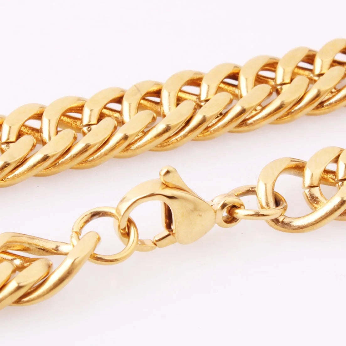 HNSP 10MM Stainless Steel Curb Cuban Link Gold Color Chain Necklace For Men Jewelry Accessories