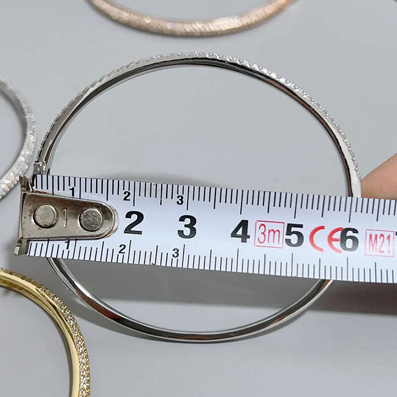 Top Quality Fashion Lovely Bangle Pure Sterling 925 Silver Jewelry For Women Design Bangle Cute Diamond Party Gift Jewelry Size6