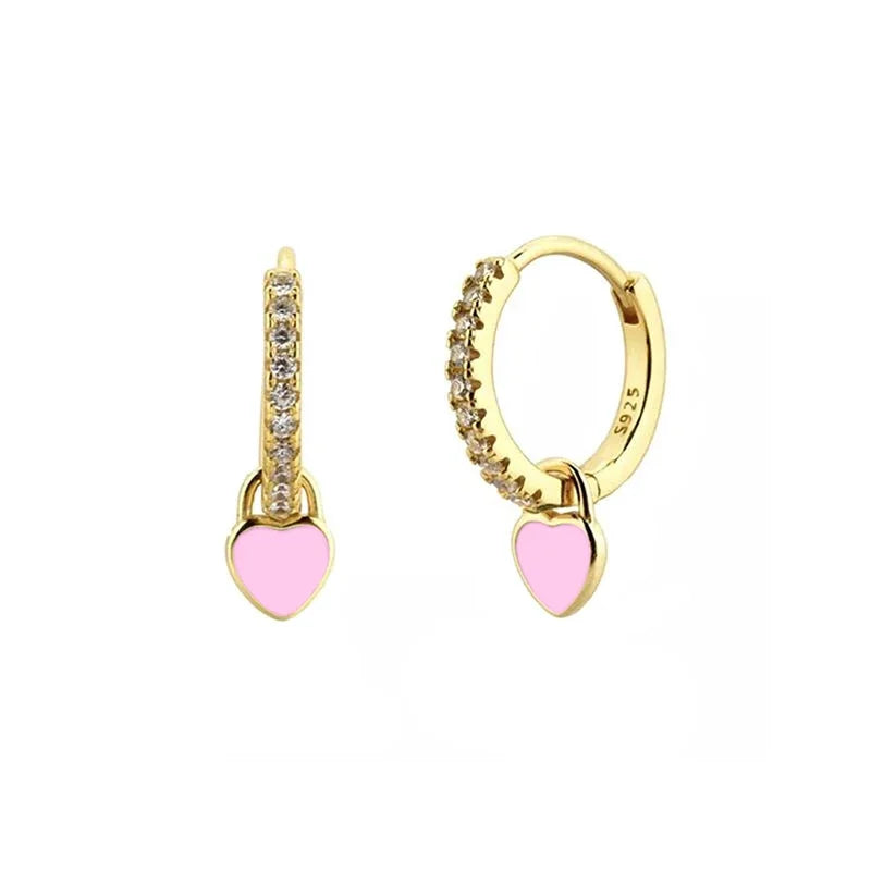 CRMYA Gold-color Clip Dangle Hoop Earrings For Women CZ Zircon Enamel Piercing Women's Earrings Set 2023 Jewelry Wholesale