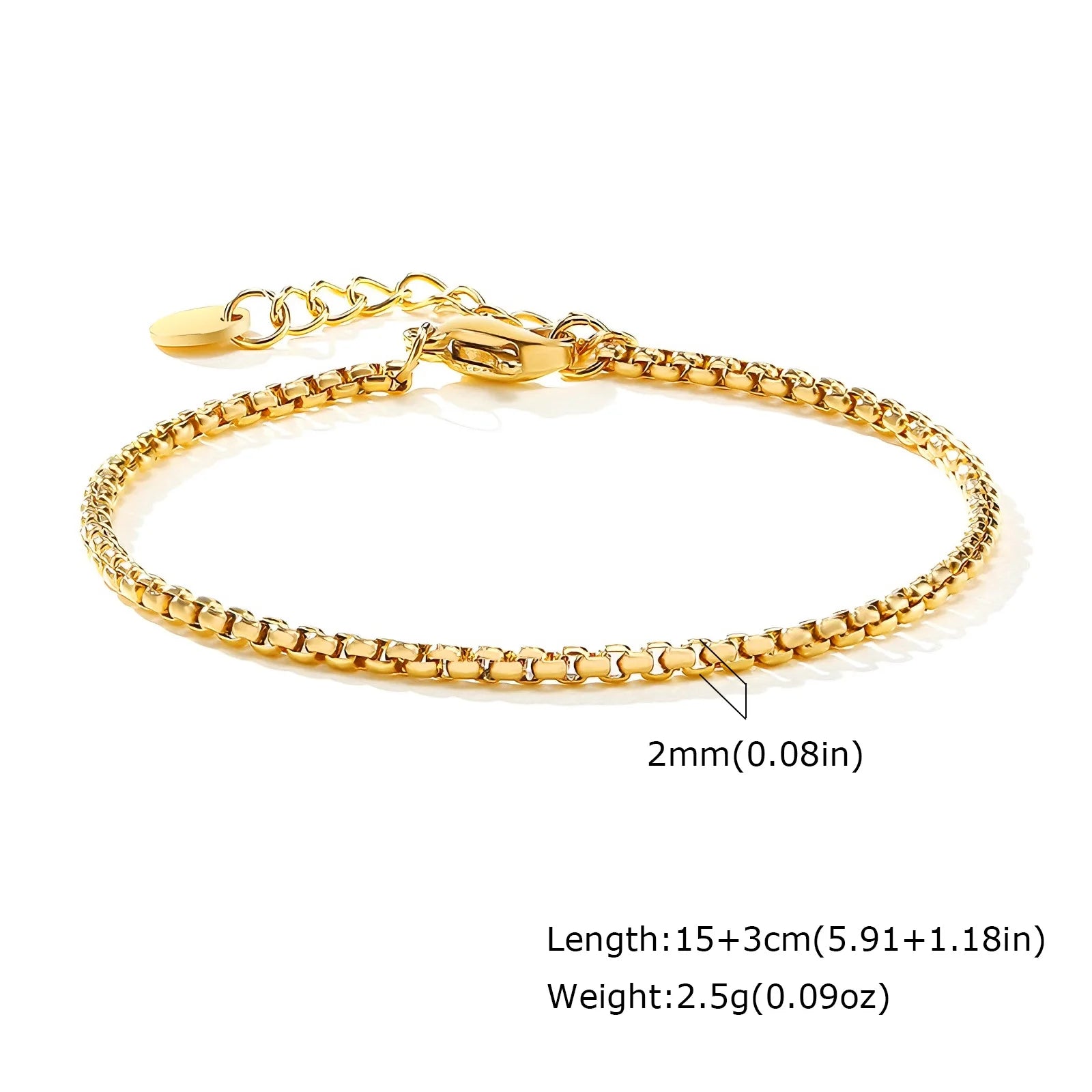 Non Tarnish Stainless Steel Bracelet Stackable for Women, Thin Herribone Chain Bracelet Waterproof Gold Plated Jewelry