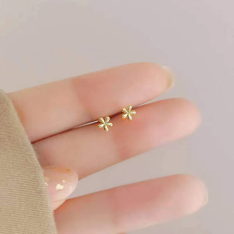 Lovely Small Earrings Piercings Wing Heart Stud Earrings For Women Gold Color 925 Silver Needles Ear Stud Jewelry For Teen Gift